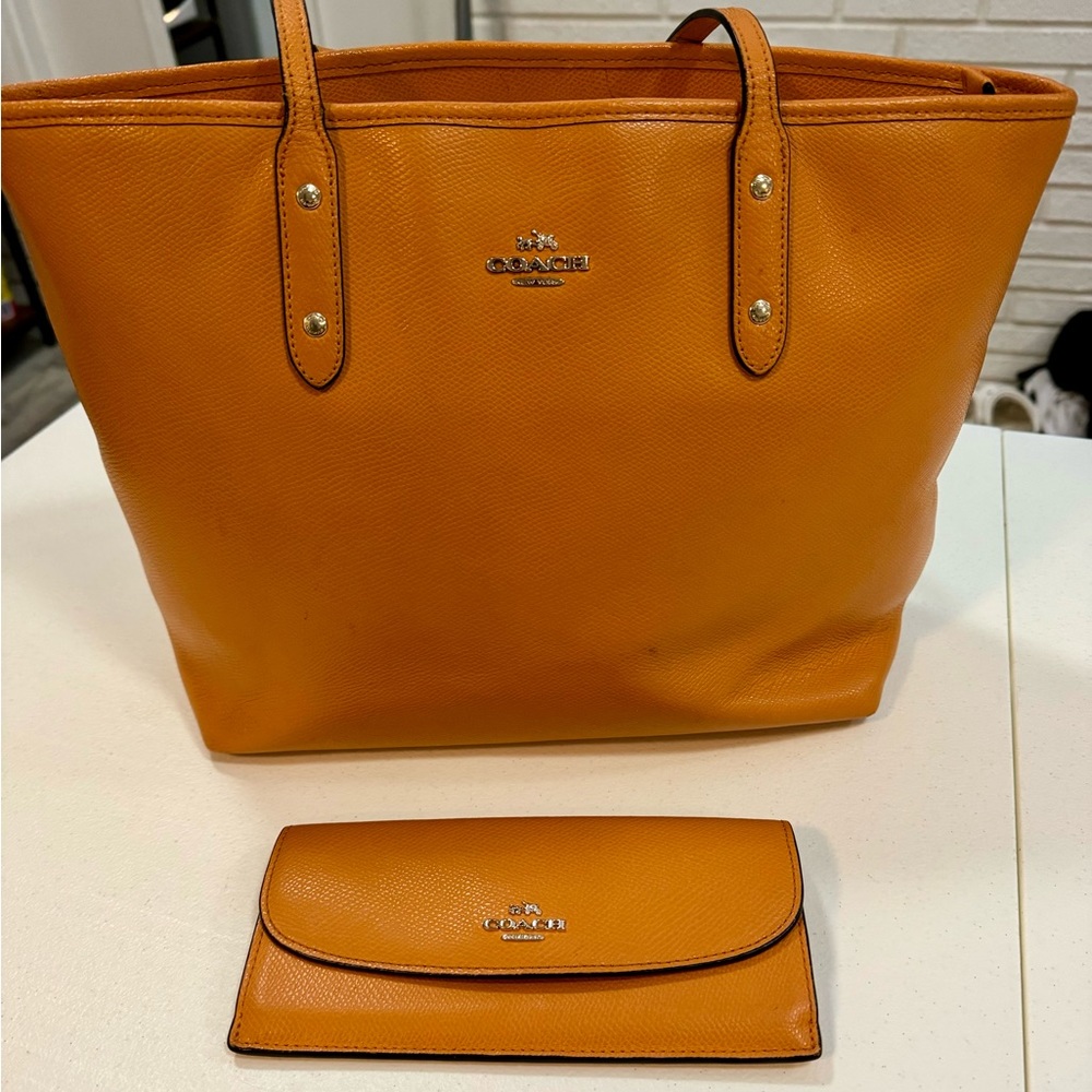 Coach leather bag with wallet